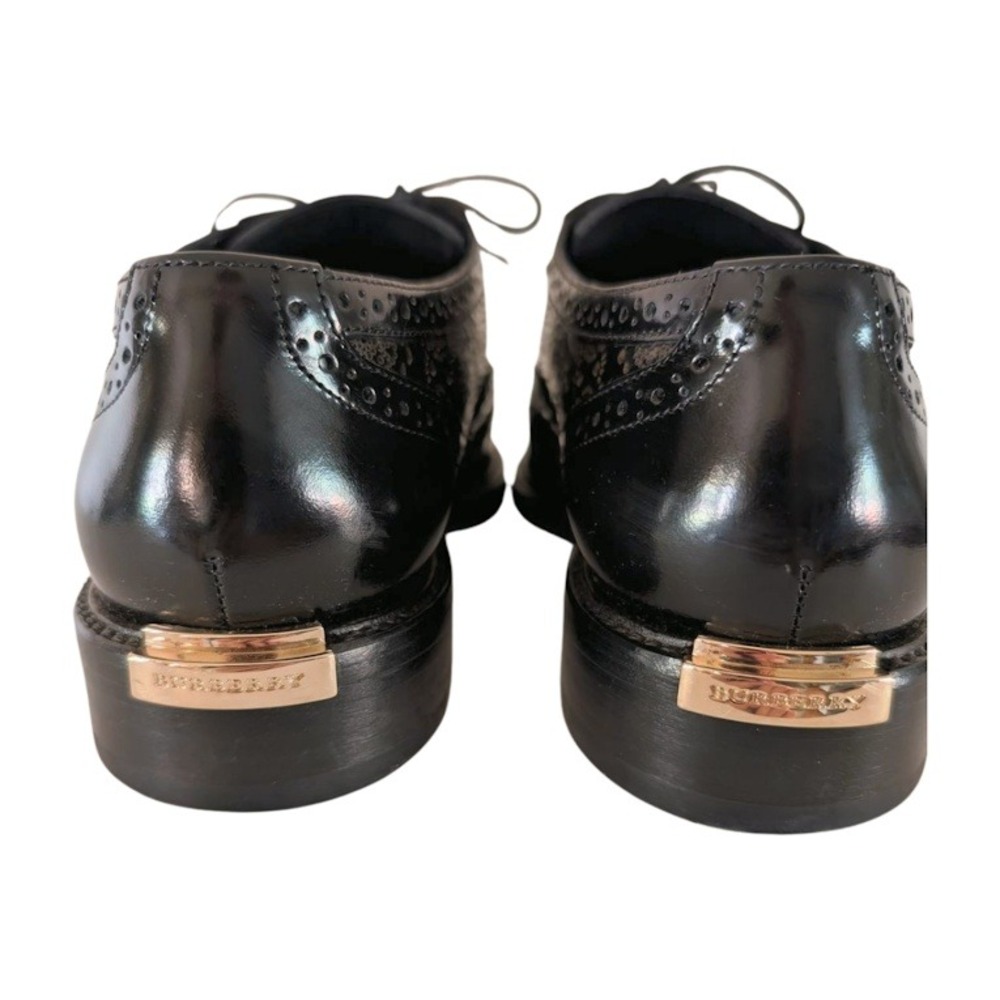 Burberry Gennie Black Leather Wingtip Brogue Oxfords Dress Shoes Women SZ 39 IOB - Picture 4 of 12